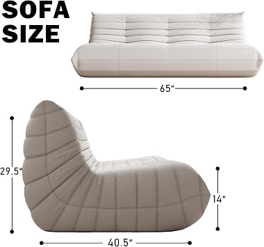 YVDNHP Big Bean Bag Chairs for Adults, 3 Seater Large Bean Bag Chair Sofa, Fireside Chair Lazy Sofa Chair with High Density Comfortable Foam, Modern Bean Bag for Living Room, Bedroom, Office (Beige)