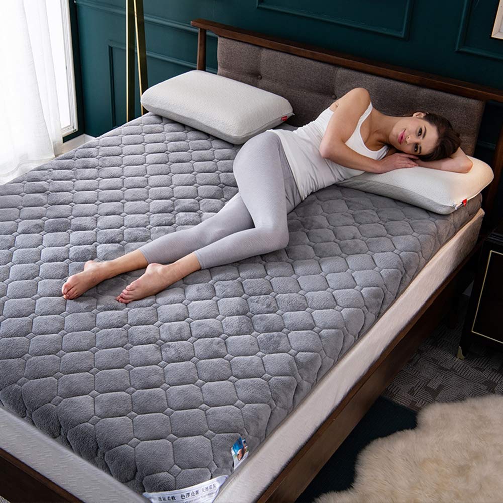 WYJHNL Matelas Futon Doux 6cm D'épaisseur, Matelas Tatami Japonais, Dortoir étudiant Pliant, Convient pour Le Sol et Lit, Gris, 160x200cm (63x79inch), Moelleux, Coton