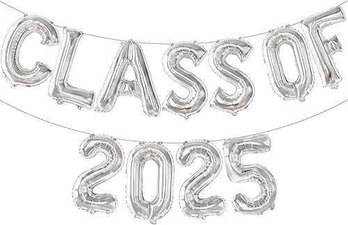KatchOn, Globos plateados de la clase de 2024, 16 pulgadas, pancarta de graduación de clase 2024, decoraciones de graduación de clase de 2024,