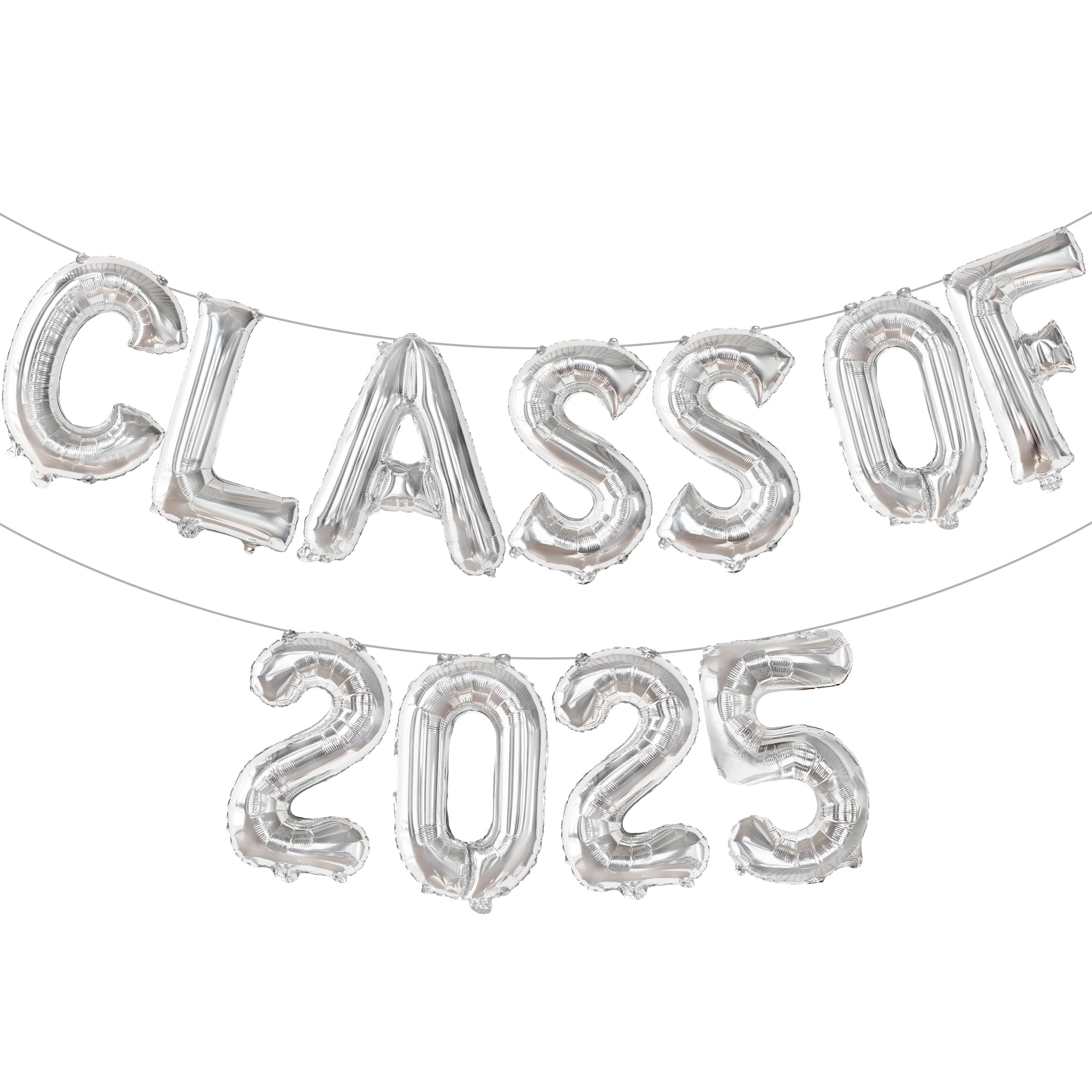 KatchOn, Shiny Silver Class of 2025 Balloons - 16 Inch | Grad Balloon for Graduation Decorations 2025 | Grad Class of 2025 Banner, Silver Graduation