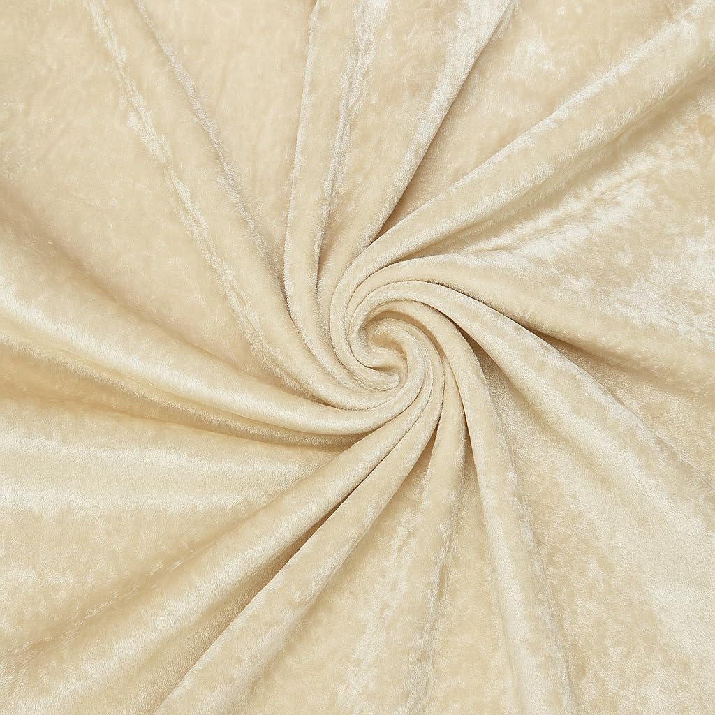 Cream Crushed Velvet Fabric – 5 Metre Length x 150cm Wide – Soft Luxury Material for Upholstery, Dressmaking, Crafts & Décor