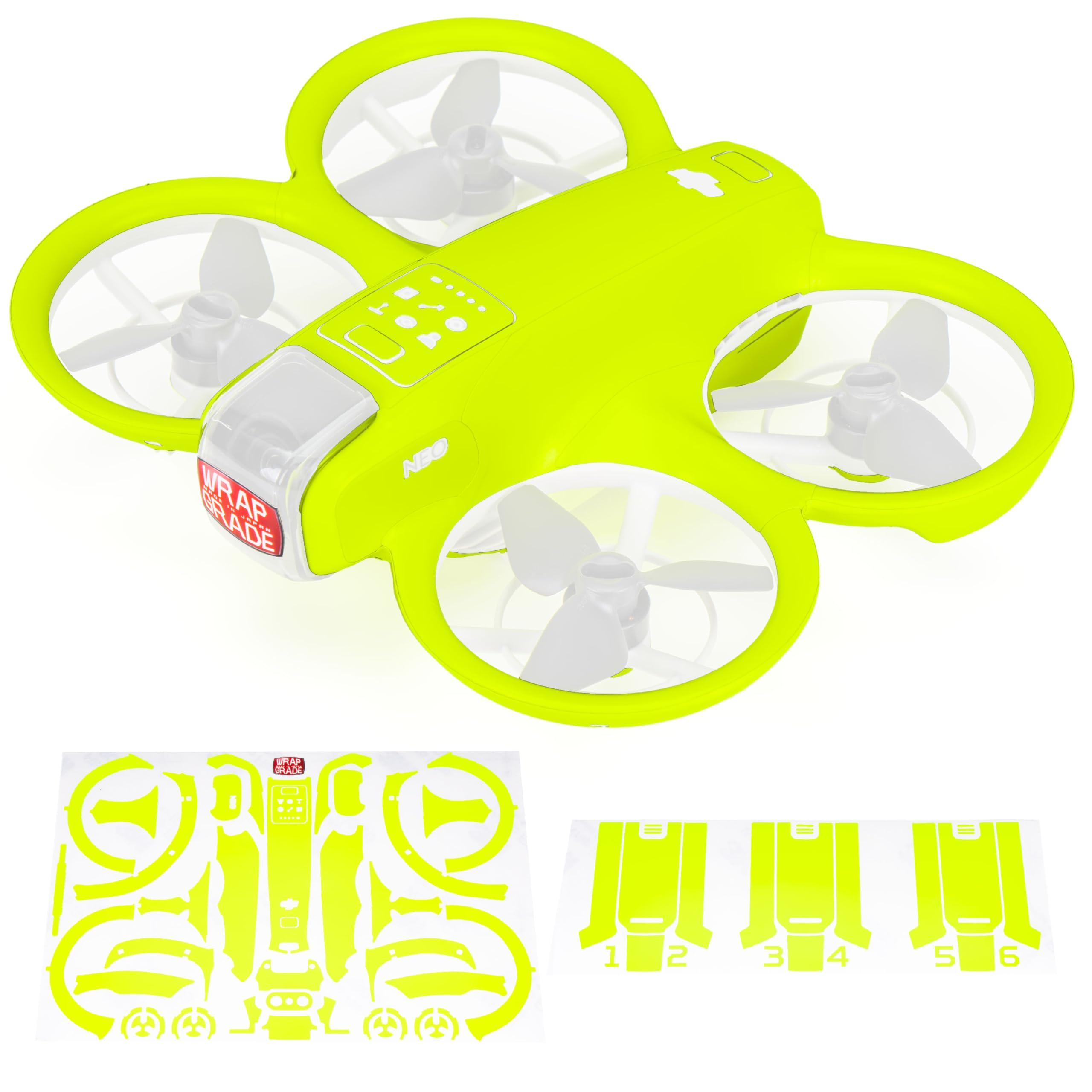 WRAPGRADE Skin Sticker compatible with DJI NEO Full Wrap (Neon Yellow)