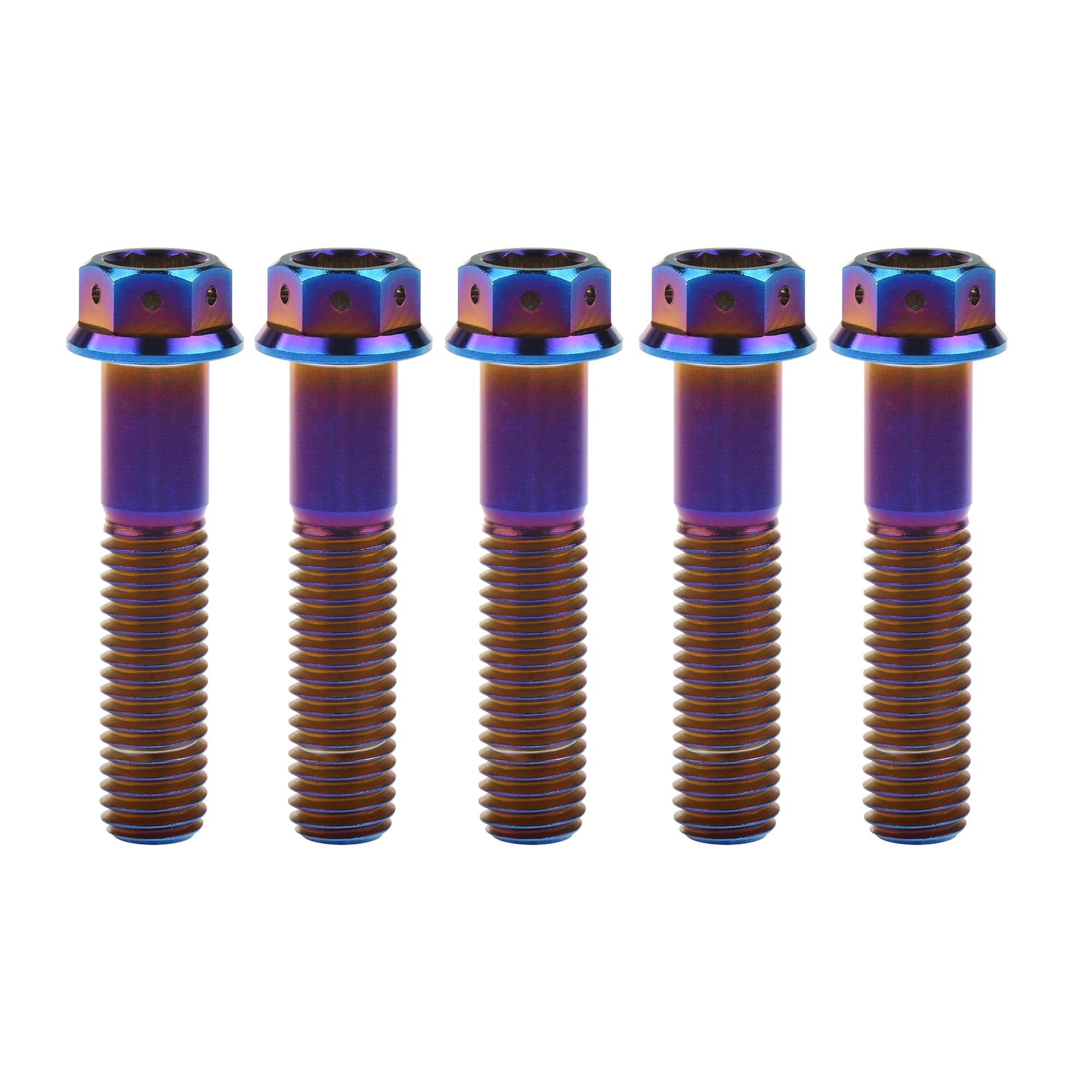 Ruifu Titanium M6 M8 M10 10 15 20 25 30 35 40 45 50 55 60 65 70 75 80 85 90mm Flange Allen Key Head Bicycle Bolts Screws Pack of 5 (Burn Blue, M10x45mm Pitch1.5)