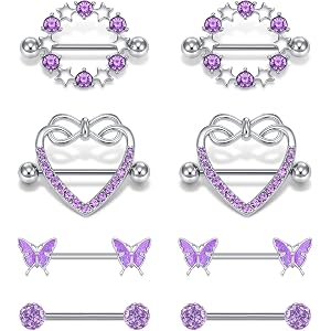 D.Bella 14G Nipple Rings Opal CZ Nipplerings Piercing Stainless Steel Nipple Straight Piercing Barbell for Women