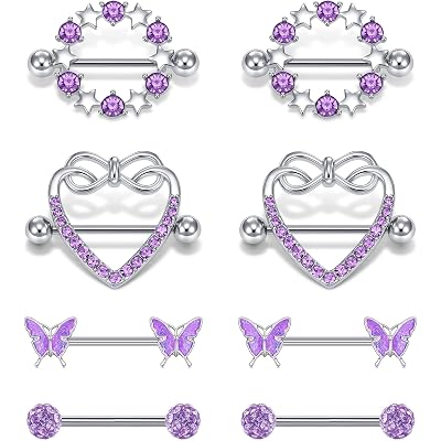 D.Bella 14G Nipple Rings Opal CZ Nipplerings Piercing Stainless Steel Nipple Straight Piercing Barbell for Women
