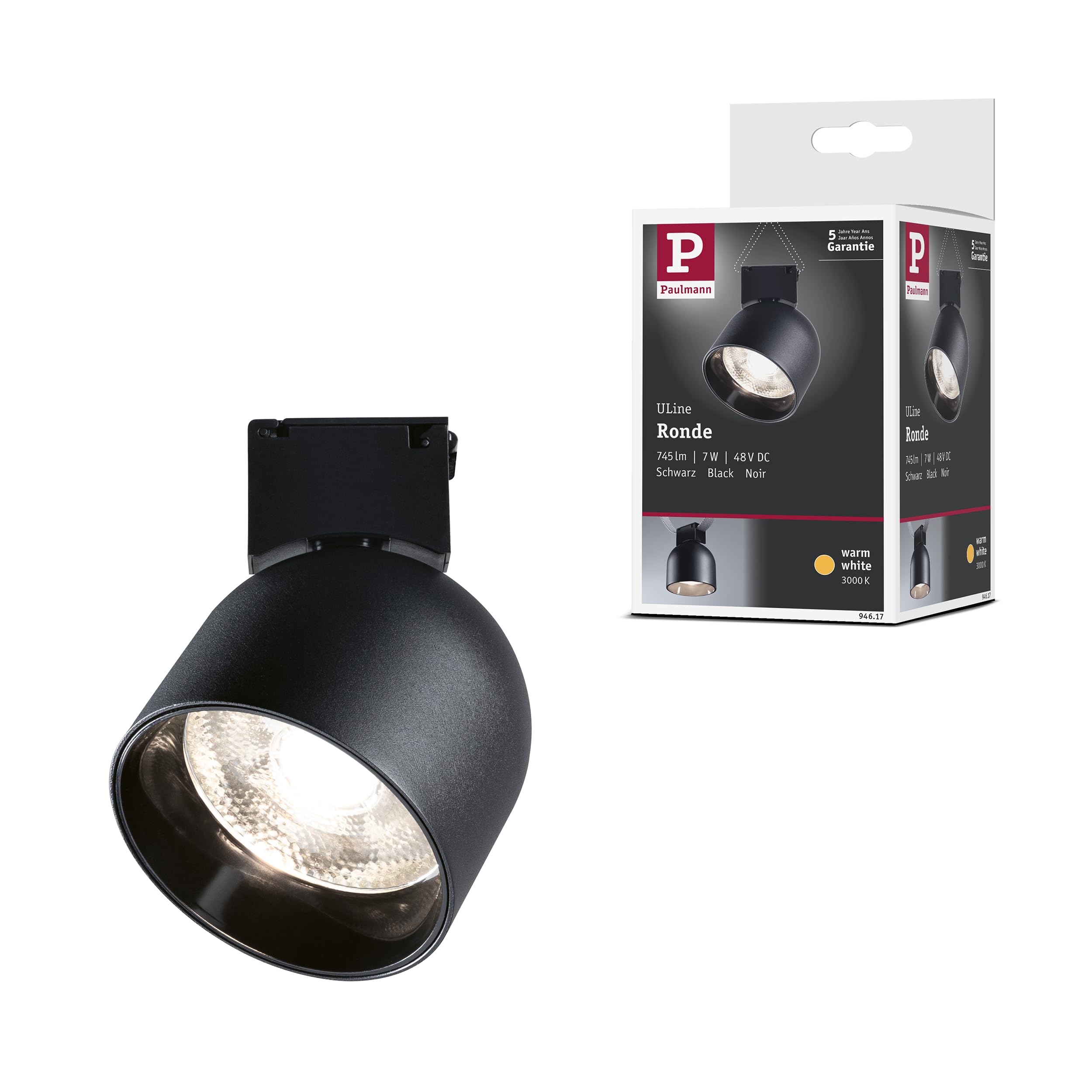Paulmann 94617 ULine LED Spot Ronde 85mm 7W Black