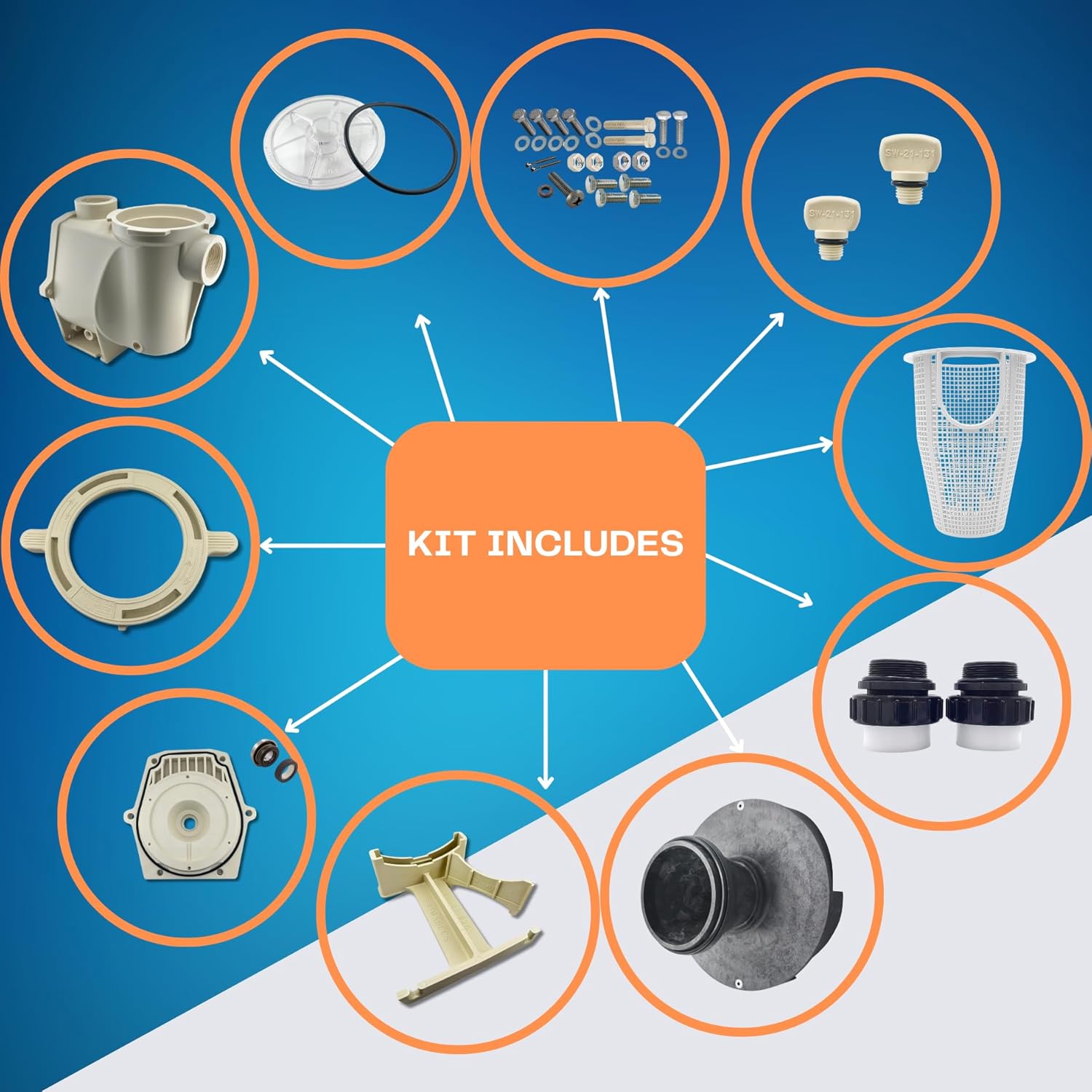 Swimables Complete Wet End Replacement Compatible with Pentair Pool Pump 357149 | Works on Whisperflo and Intelliflo Pumps 3 HP | Includes Pump Housing, Hardware Kit, Seal Plate and More | Made in USA