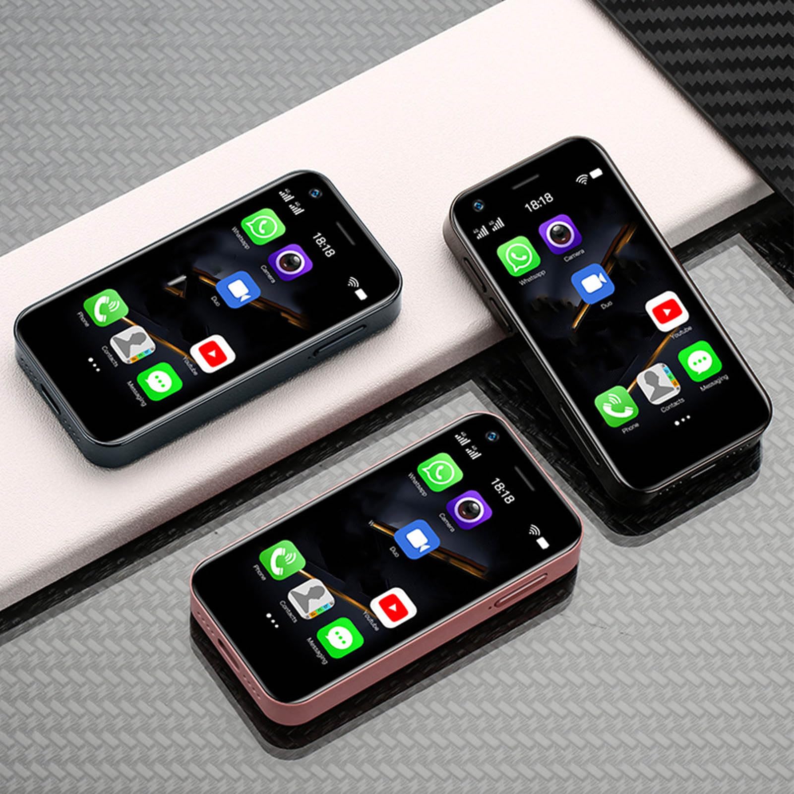Septpenta Mini Smartphone 4G, Mini Téléphone 4G, Écran Tactile 3 Pouces 480 X 854, 4 Go de RAM 64 Go ROM, Petit Téléphone Portable Sauvegarde Taille Portable avec 2000 mAh, Cadeaux Enfan(Rose)
