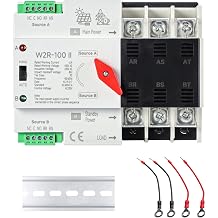 63A AC 220V Dual Power Automatic/Manual Transfer Switch 3P, Mini ATS Solar Auto Transfer Switch for Home Generator 3POLE 63Amp 220Volt, Din Rail Fast Changeover Transfe 50/60Hz for Rv, Lv Power