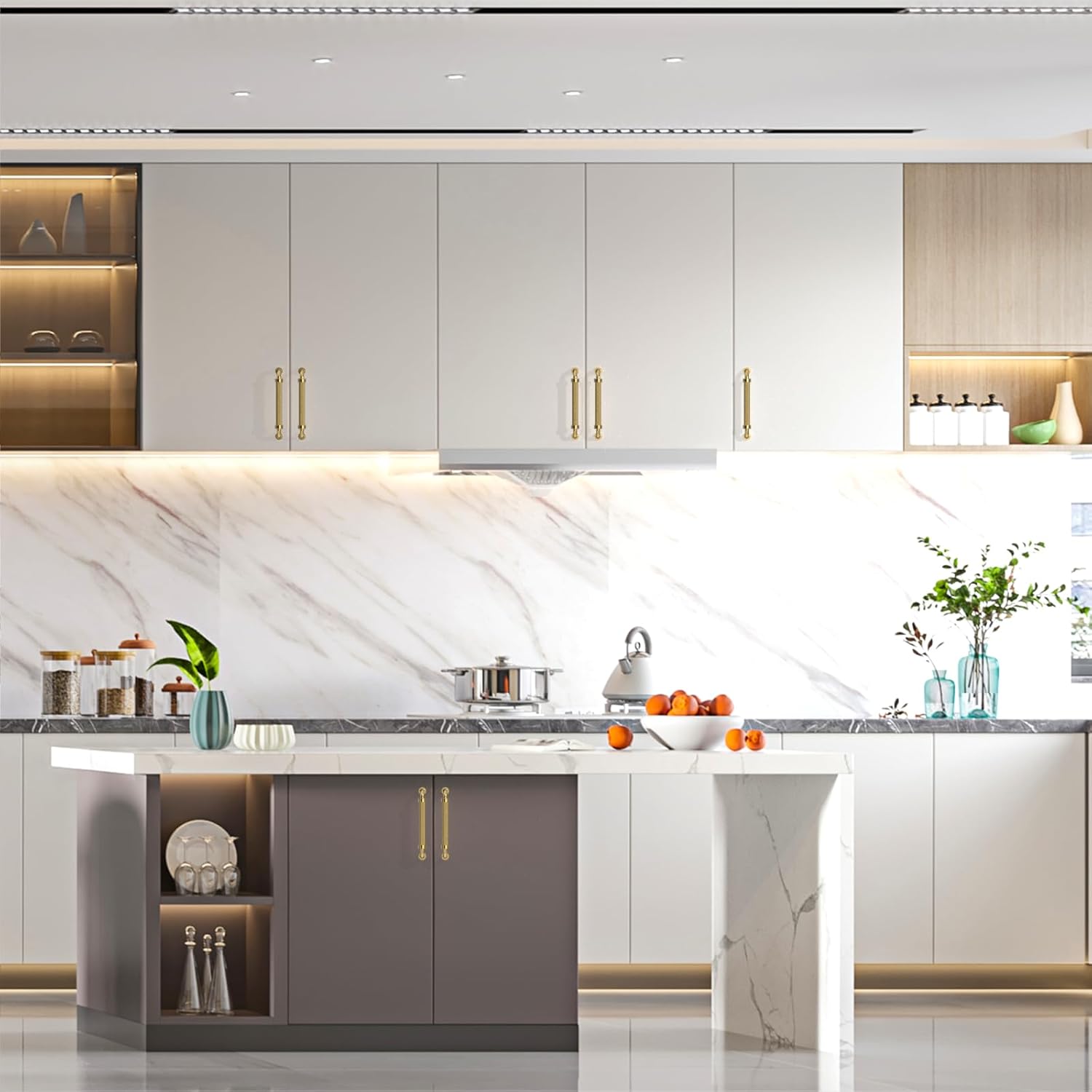 Asidrama 10 Pack 5 Inch(128mm) Champagne Bronze Kitchen Cabinet Handles, Cabinet Pulls Kitchen Cabinet Hardware for Cupboard Drawer Pulls