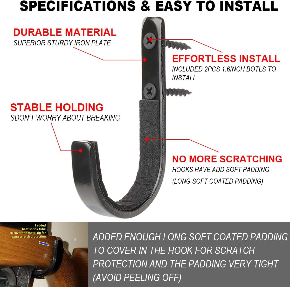 GOHIKING Gun Rack Storage Rifles Shotgun Hooks Wall Mount Hangers for Any Rifles Shotguns Archery Bow with Soft Padding and Heavy Duty Steel : Sports & Outdoors