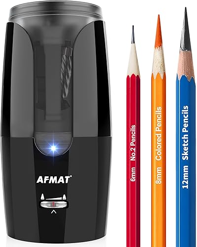 AFMAT Sacapuntas de punta larga recargable para artista, afilado rápido y parada automática, punta súper larga de 0.315-0.669 in, sacapuntas