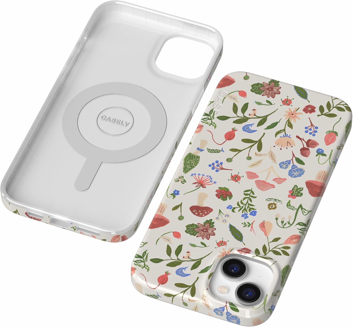 Casely iPhone 14 Plus Case | Garden Party | Mushroom Floral | Compatible with MagSafe | Classic Ultra Slim Design