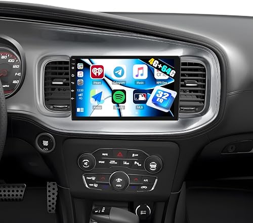 CAMECHO 4+64GB Car Radio Stereo for Dodge Charger 2015 2016 2017 2018 2019 2020 2021 with Android 15 CarPlay Android Auto GPS Navigation Bluetooth 5.0 32EQ, 9" 1280 * 720 Touch Screen Head Unit