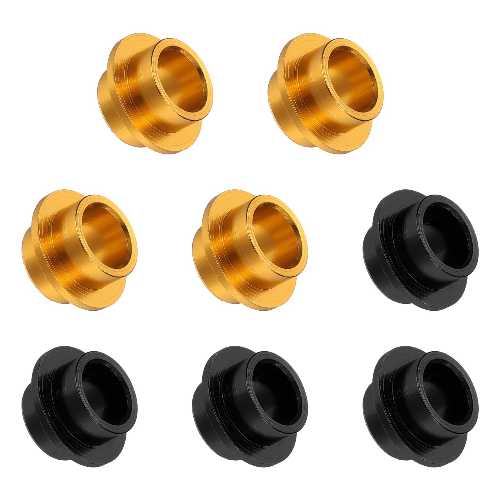 YELARXI Inline Skate Bearing Bushing Spacers, Skate Axles Shaft Spacers Roller Bushing Gasket Wheel Center Bearing Fitting for (Skating/Skateboard) 8mm & 8 Pcs & Aluminum & Black/Gold