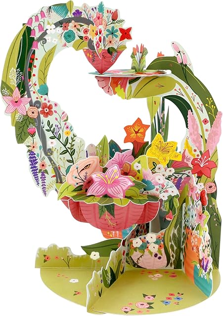 SANTORO Pendulum, 3D Pop Up Greeting Card - Floral Hanging Basket - For Her, For Mum, Birthday, Mothers Day, Any Occasion