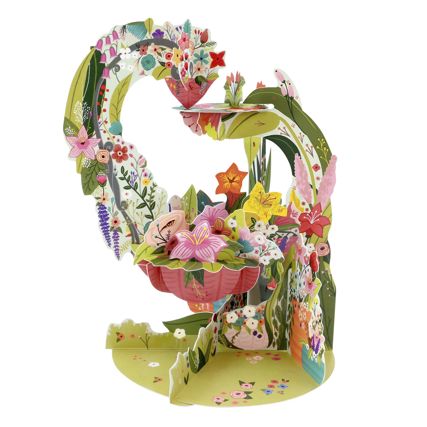 SANTOROPendulum, 3D Pop Up Greeting Card - Floral Hanging Basket - For Her, For Mum, Birthday, Mothers Day, Any Occasion