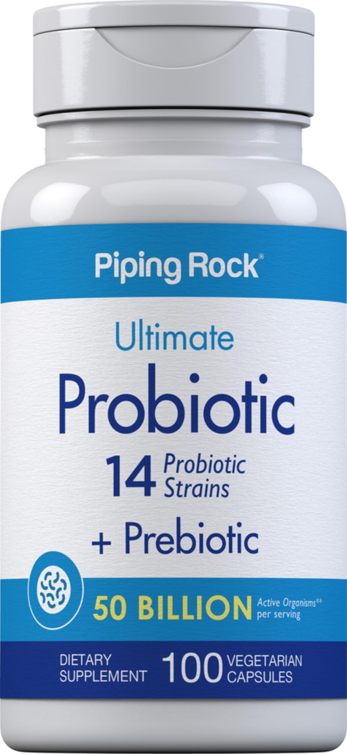 Probiotic and Prebiotic for Women and Men | 50 Billion CFU | 100 Capsules | Ultimate 14 Strain Supplement | Vegetarian, Non-GMO, Gluten Free