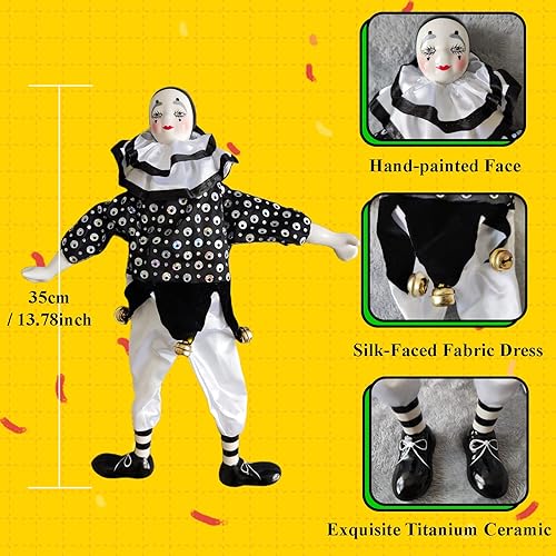 Miniatura 3 de Maxyoung Figura vintage de muñeca payaso de porcelana de 14 pulgadas, figura coleccionable, juguete pintado a mano, regalo de cumpleaños de Navidad,