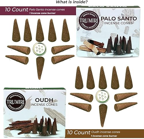 Miniatura 2 de Conos de incienso  Paquete combinado de 20 conos de incienso  10 Palo Santo + 10 Oud  Conos de insencia  Conos de incienso perfumados  Aromas de