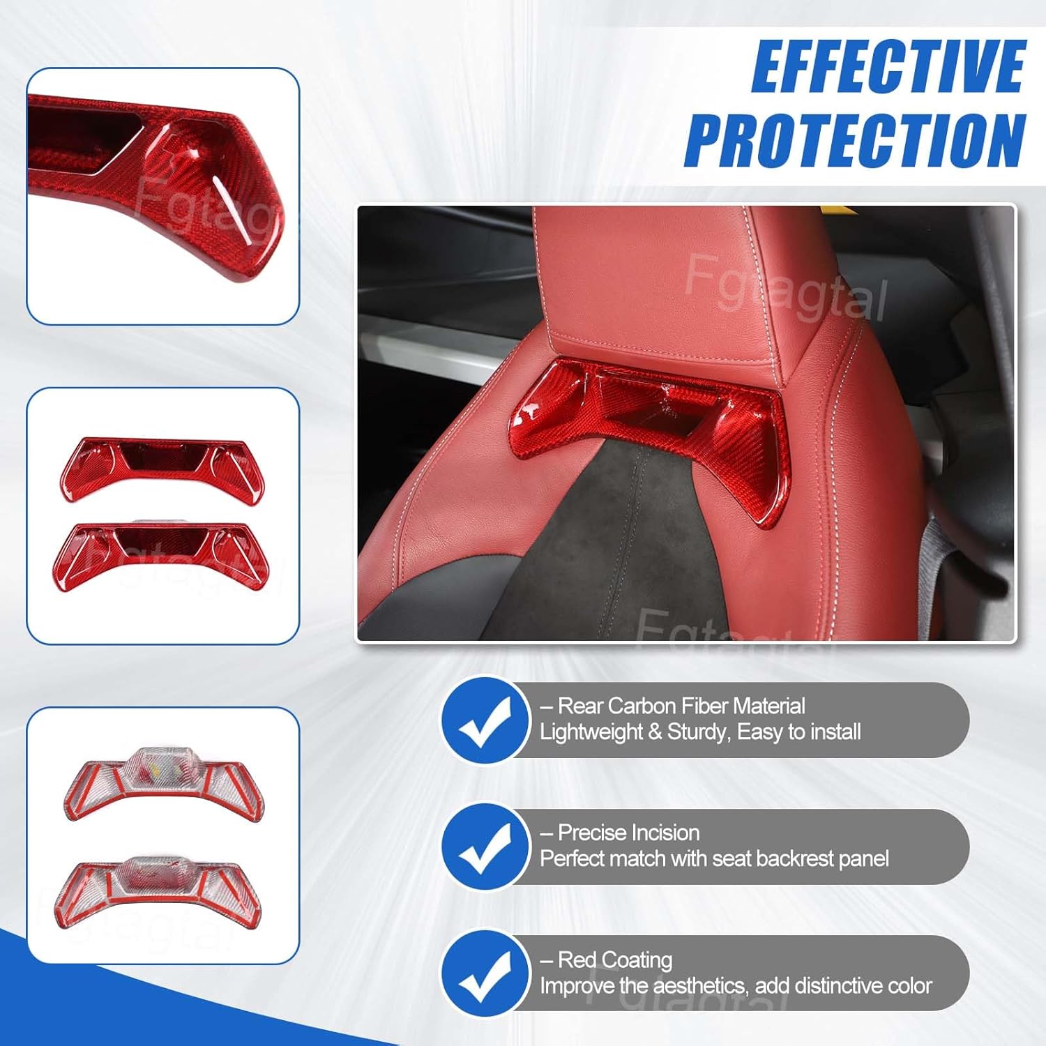 Fit for Toyota Supra GR A90 A91 MK5 2019-2026 Real Carbon Fiber Seat Back Trim Cover, Car Interior Seat Back Protection Decorative Frame Cover 2Pcs (Red)