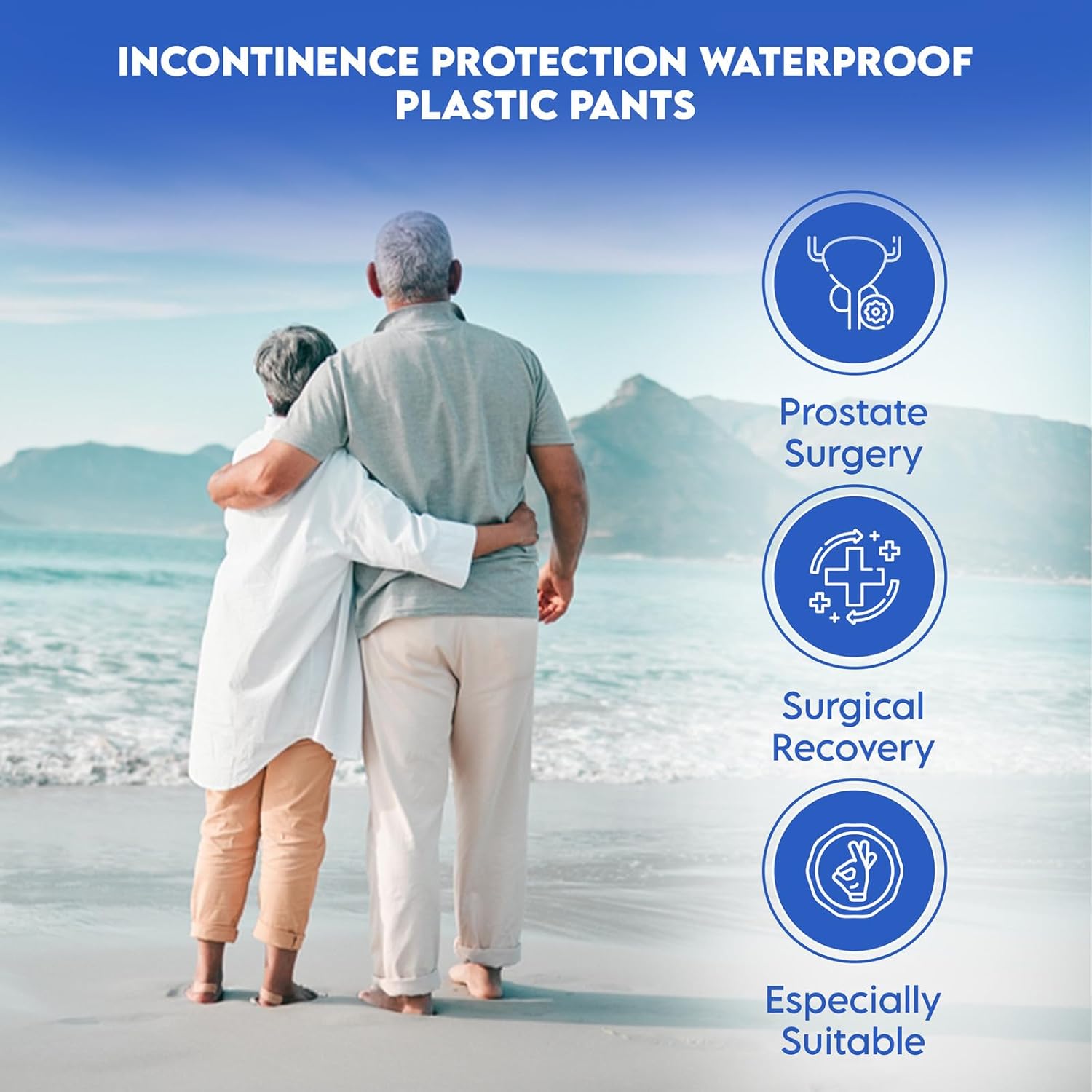 Adult Plastic Diaper Covers Waterproof, Leakproof Rubber Incontinence Pants Washable, High Waist Women Underwear Overnight (Blue, Large) - Image 2