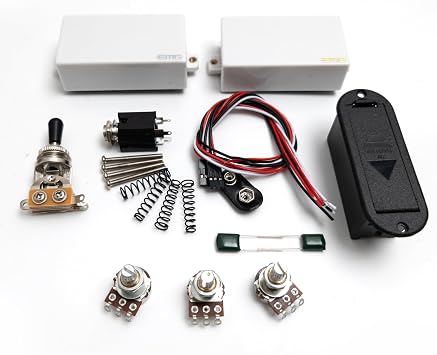 HH Active Humbucker Pickups, Compatible with 81 85 Style, Matte White, for Fender Strat Electric Guitar Pickups Set 4 Pot