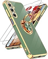 Vista 81 de LeYi para Funda de Teléfono Samsung Galaxy A13-5G: Protector de Pantalla de Vidrio Templado, Soporte Magnético Giratório de Anillo 360°, Borde Negro