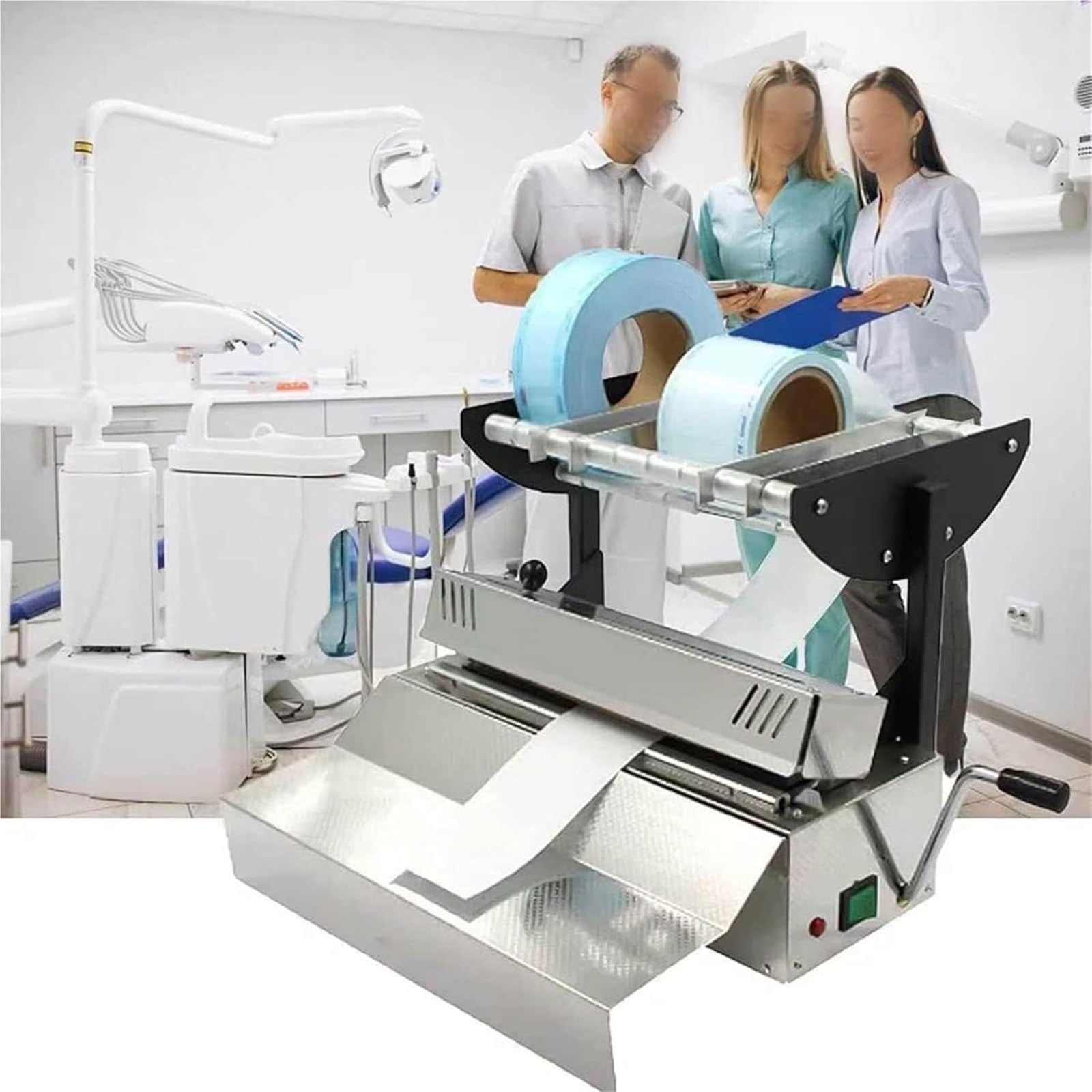 Máquina selladora de bolsas de laboratorio con temperatura ajustable, cuchillo de doble filo para esterilización en clínica y hospital