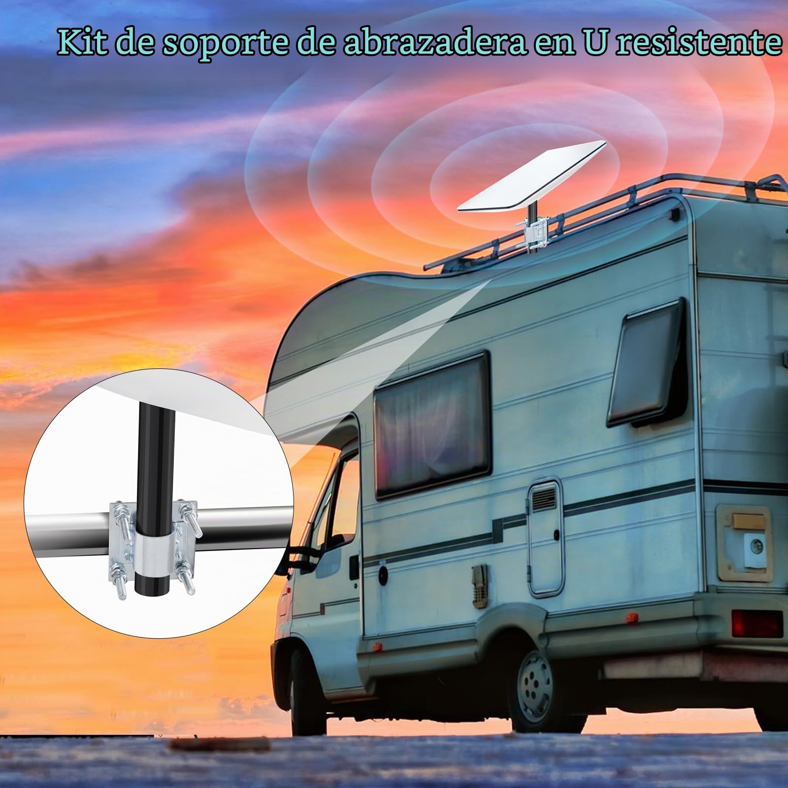Bingfu Adaptador de Tubo para Antena Starlink Kit de Soporte de Abrazadera con Perno en U Resistente para Antena Parabólica de TV al aire Libre / Lora / Mástil WiFi / Juego de Montaje Universal | Soporte de Tubos para Antena Externa LoRa / Miner Helium /