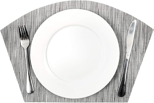 Miniatura 4 de SHACOS - Juego de 4 manteles individuales para mesa redonda pequeña, manteles individuales con forma de cuña, resistentes al calor, de vinilo