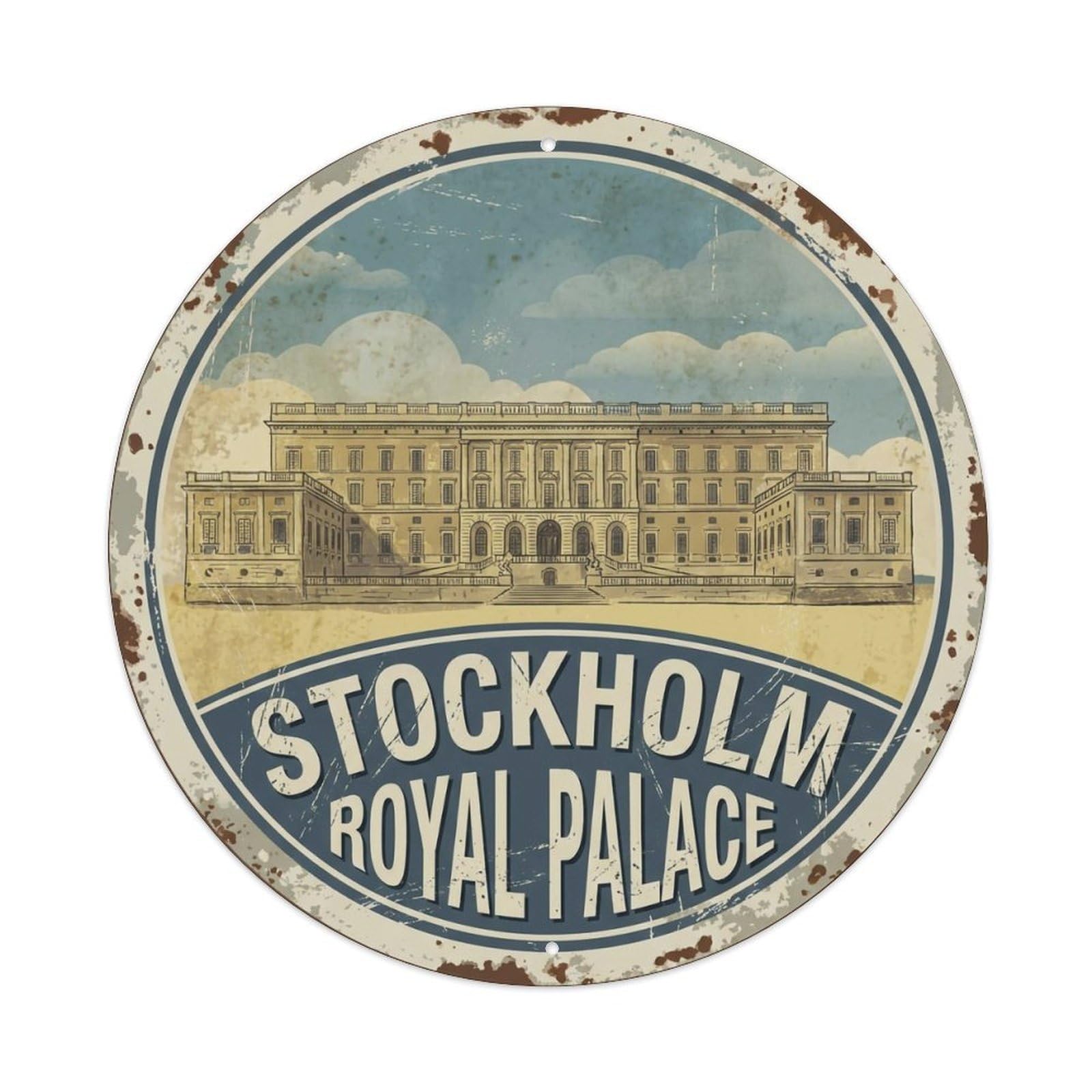 Okahys 8X8inch(20X20cm) Vintage Travel Royal Palace Sweden Castle Metal Tin Sign