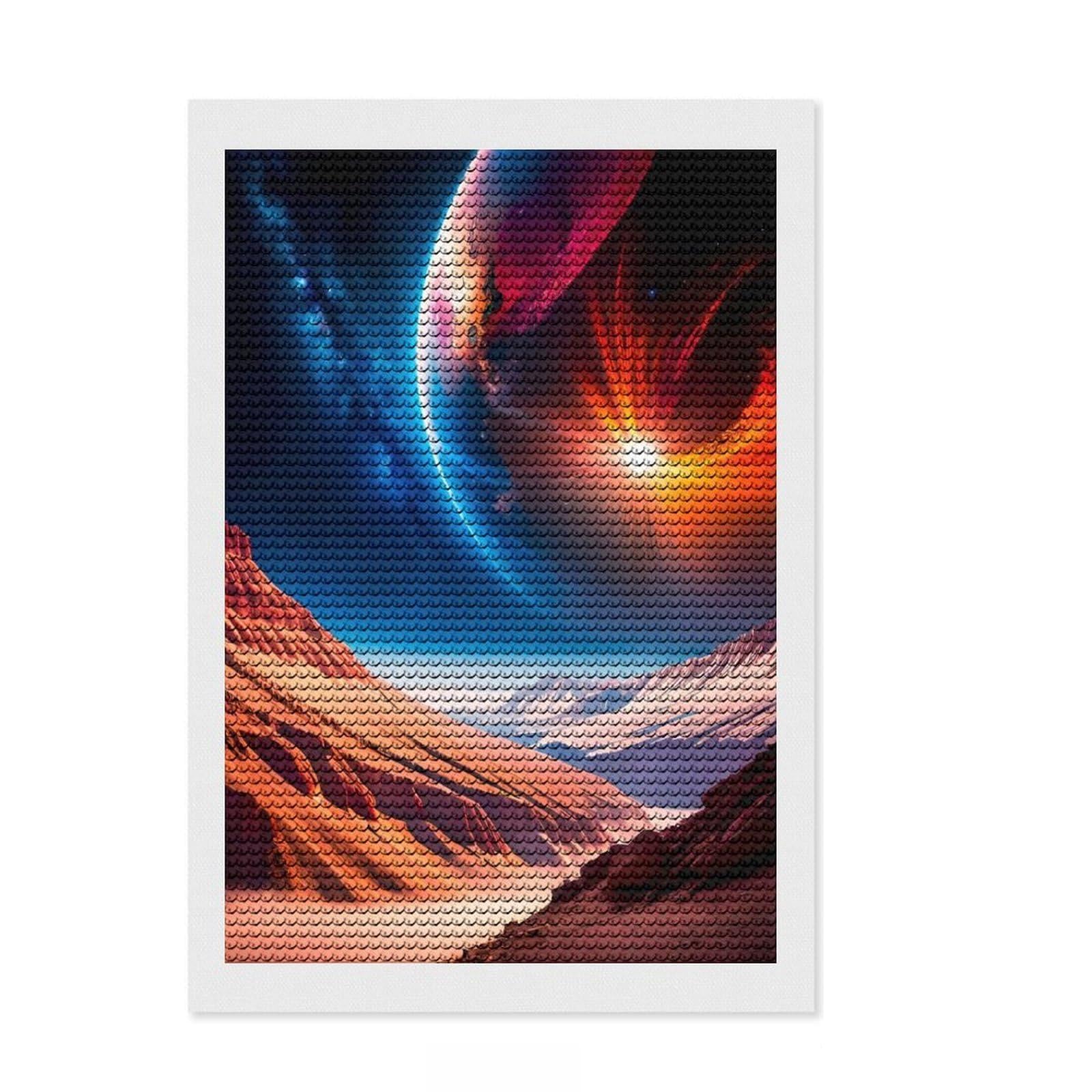 Junmoney Celestial Landscapes Full Drill Diamond Painting Kit 8"x12", Modern Decor, for Women, Fun Craft Experience, Thoughtful Handmade Gift