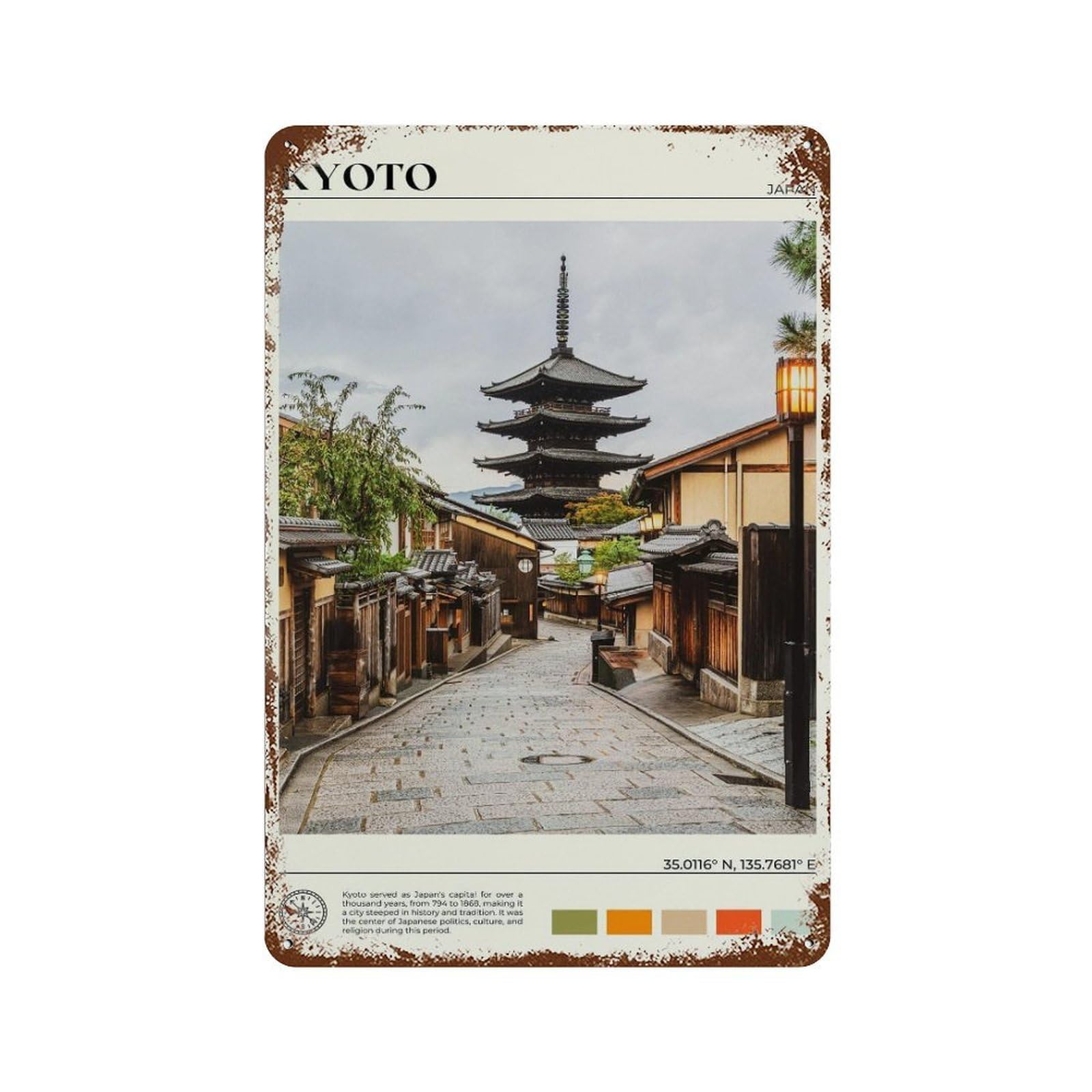xiaoxiaoshen Real Photo Kyoto Decor Japan Wall Decor Art Metal Tin Poster Modern Home Decor Art Home Bar Shop Decorations Vintage Sign 30x20cm