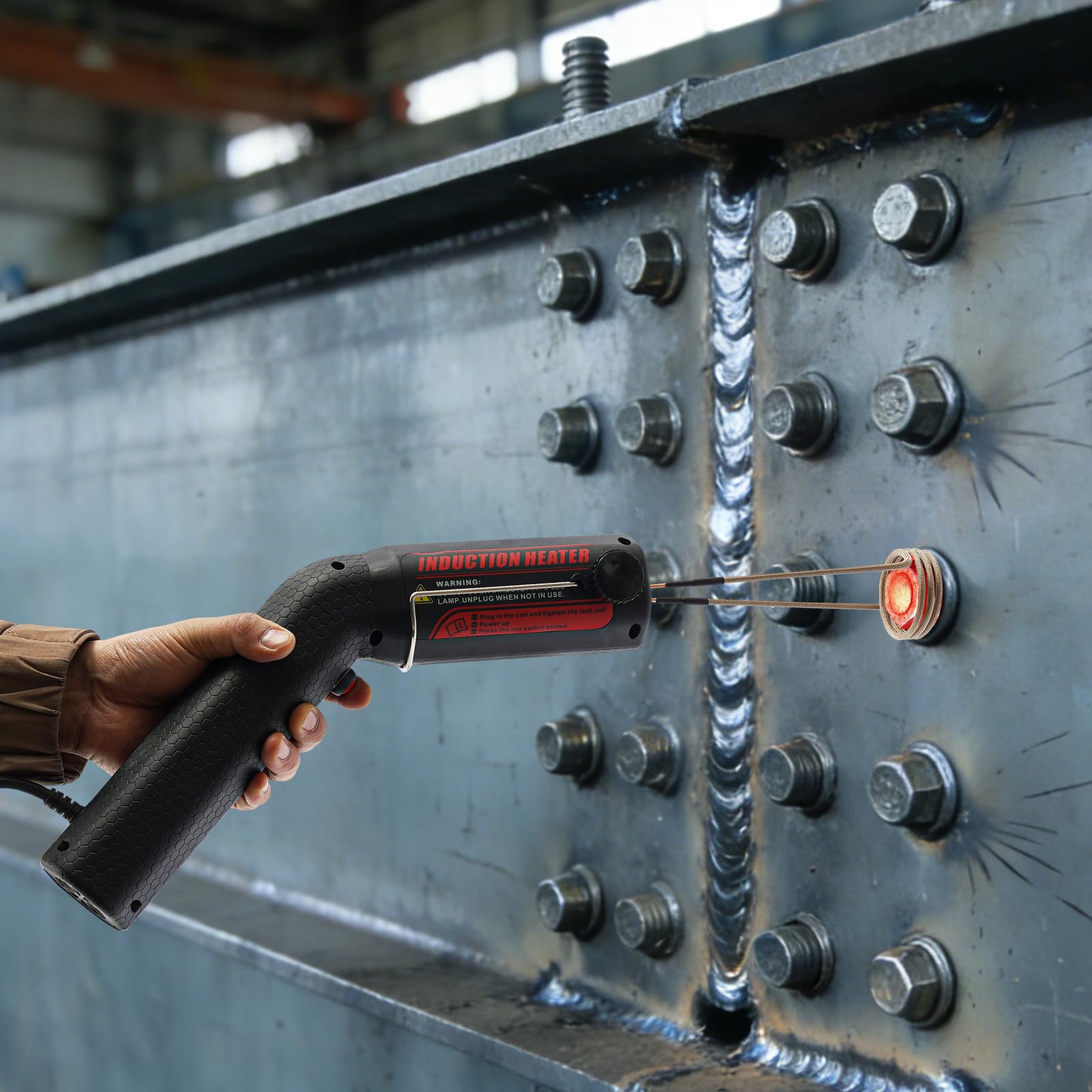 OUKANING Induktionsheizer 1100W mit 8 Induktionsspulen, Bolzenentferner Magnetischer Induktionsheizer 700-800℃ Induktionsheizung mit LED Licht, Kfz Bolzen-Induktionsheizgerät Set(Blaue Box)