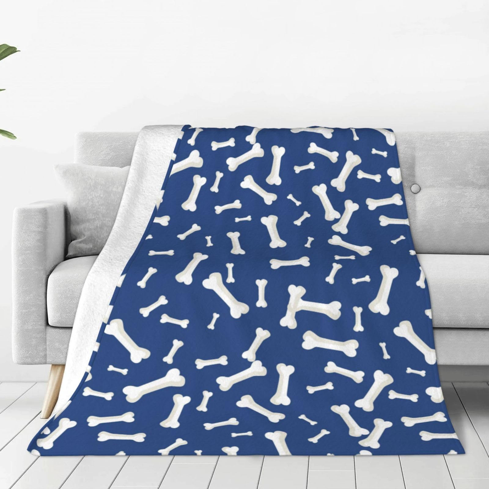 Dog Bone Soft Warm Flannel Blankets For Sofa Couch Bed,Cozy Lightweight Fleece Throw Blanket For Living Room Office All Season,40"X30"