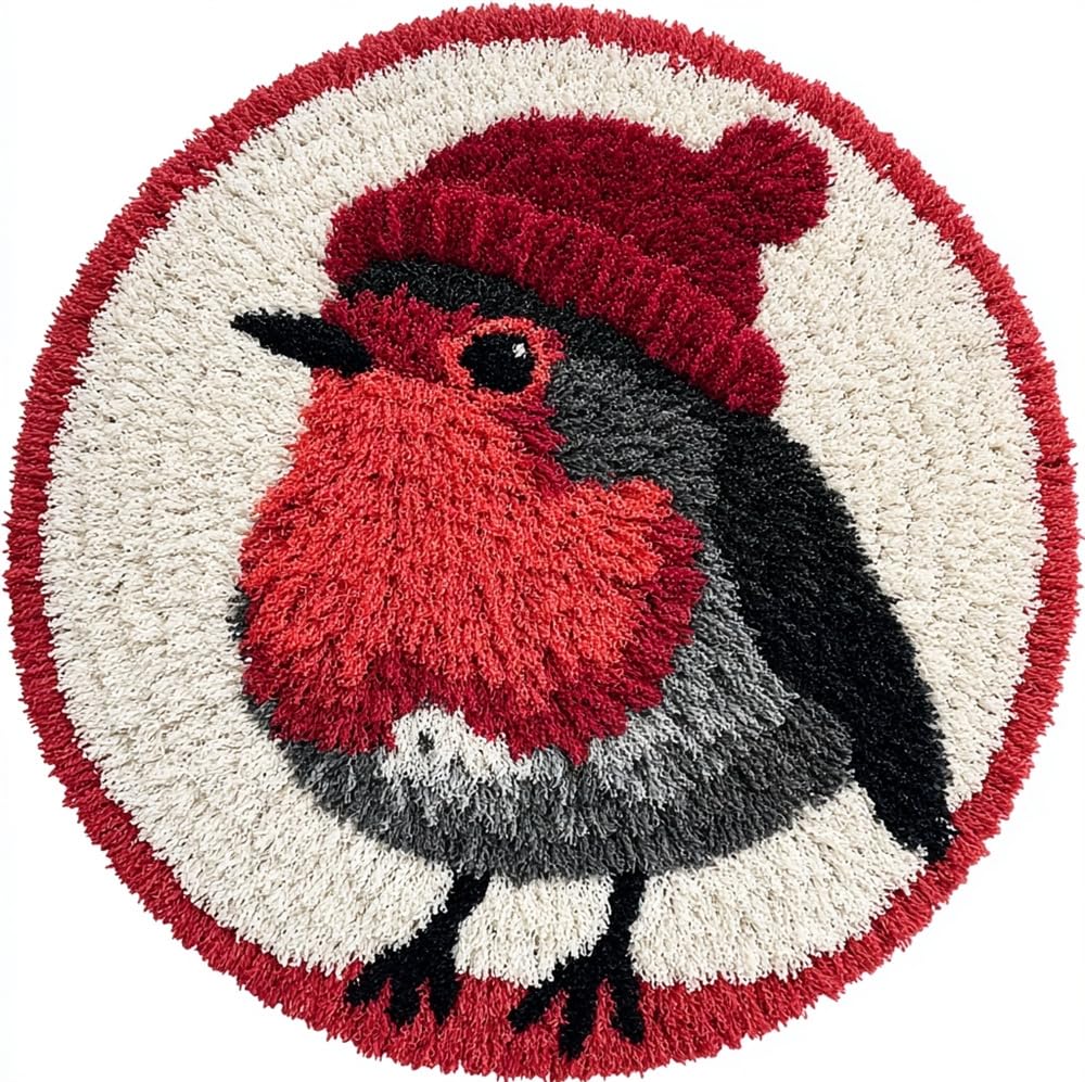 kitphoenix Latch Hook Kits for Adults, Christmas Robin Bird Xmas