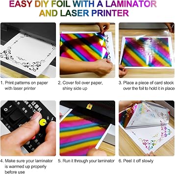 【8-Pack】Briartw Laser Printer & Laminator Compatible Toner Reactive Foil | 16.4ft x 7.6in Per Roll Transfer Foil Paper Bundle | Perfect for DIY Crafts,Embossed Cards,Sparkly Craftwork,Scrapbooking