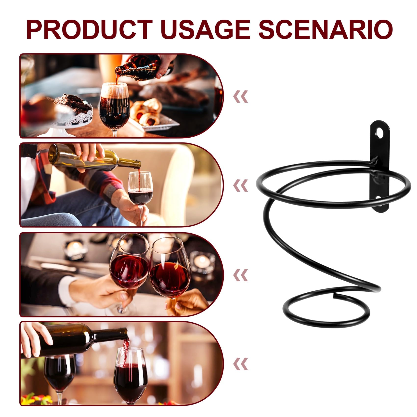 4 Anelli Anti-Goccia Per Bottiglie Di Vino - Acciaio Inox Con Fodera Assorbente