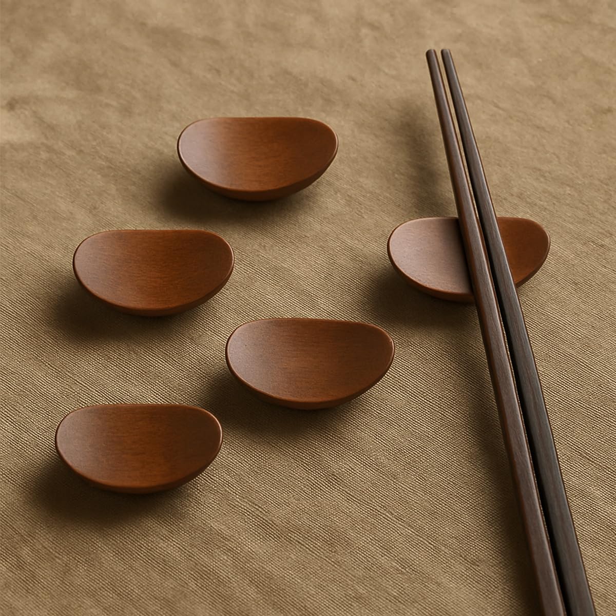 Natural Wood Chopstick Rests, Set of 5