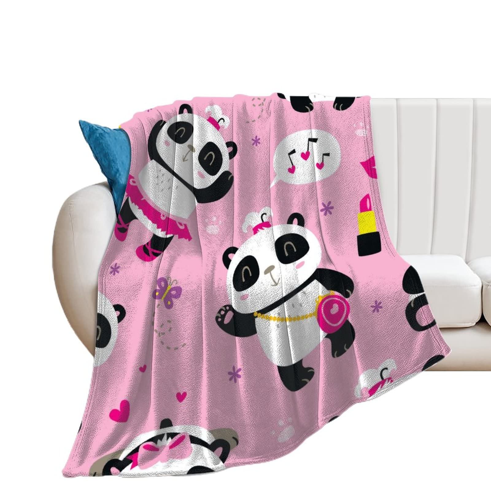 Couverture polaire panda mignon : parfait plaid de flanelle pour soirée cocooning