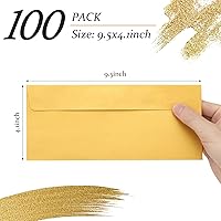 Vista 3 de Paquete de 100 sobres metálicos dorados #10, sobres de negocios de 4-1/8 x 9-1/2, sobres de correo autoadhesivos para oficina, membrete de negocios