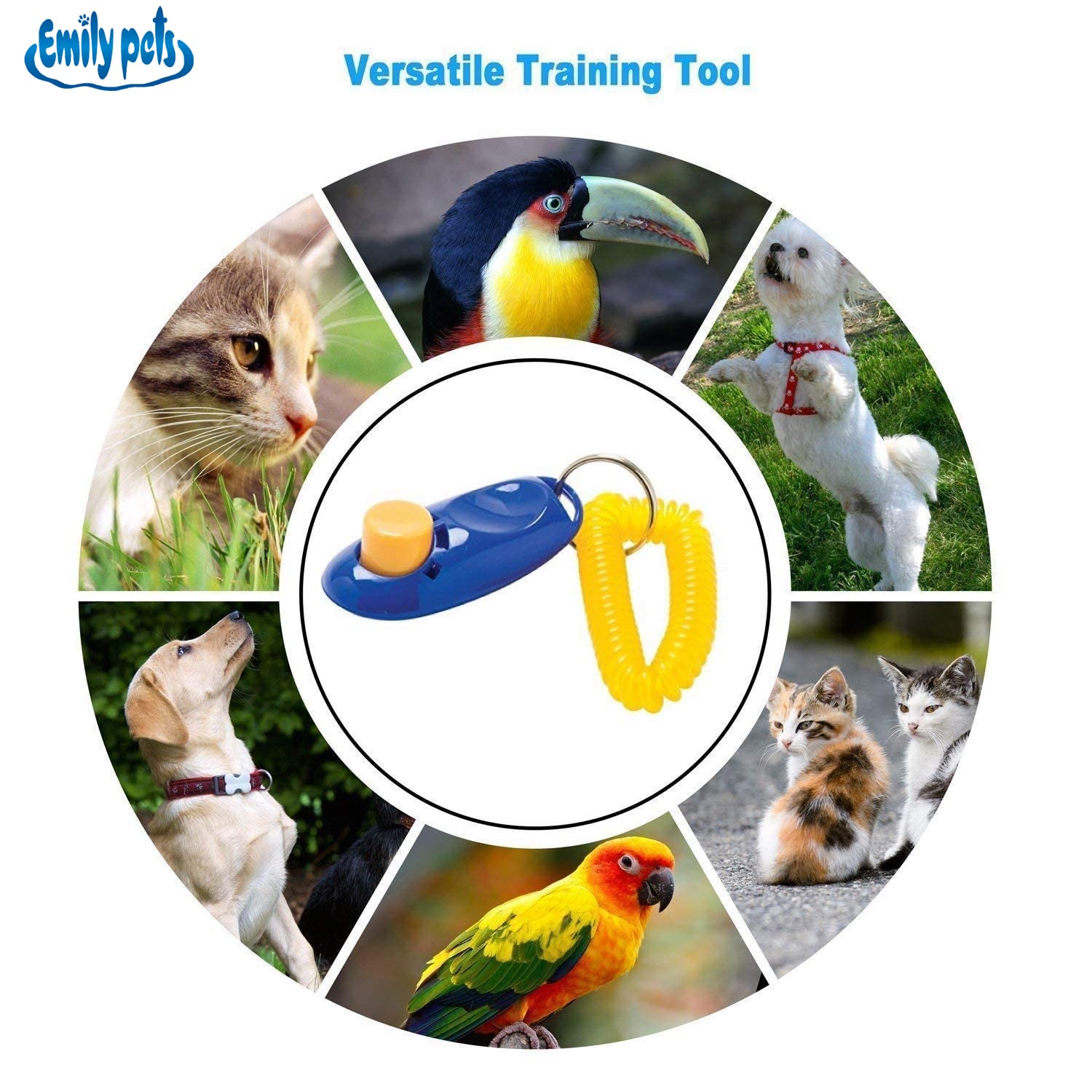 Emily Pets Dog Clickers with Wrist Bands, Colorful and Effective Training Tools Dogs Training kit for Puppy or Cat (Pack of 1, Clicker) 2