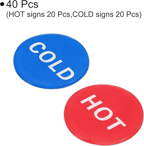 Miniatura 3 de PATIKIL Etiqueta autoadhesiva para agua calientefría, paquete de 20 pares40 calcomanías acrílicas redondas para fregaderos de grifos, rojoblanco,