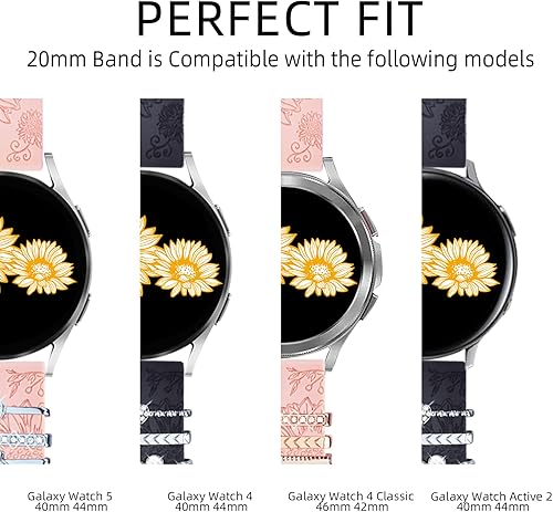 Miniatura 4 de Paquete de 3 correas con 4 dijes compatibles con Samsung Galaxy Watch 5, Galaxy Watch 4, YOPICKERN dijes decorativos con correa de silicona de