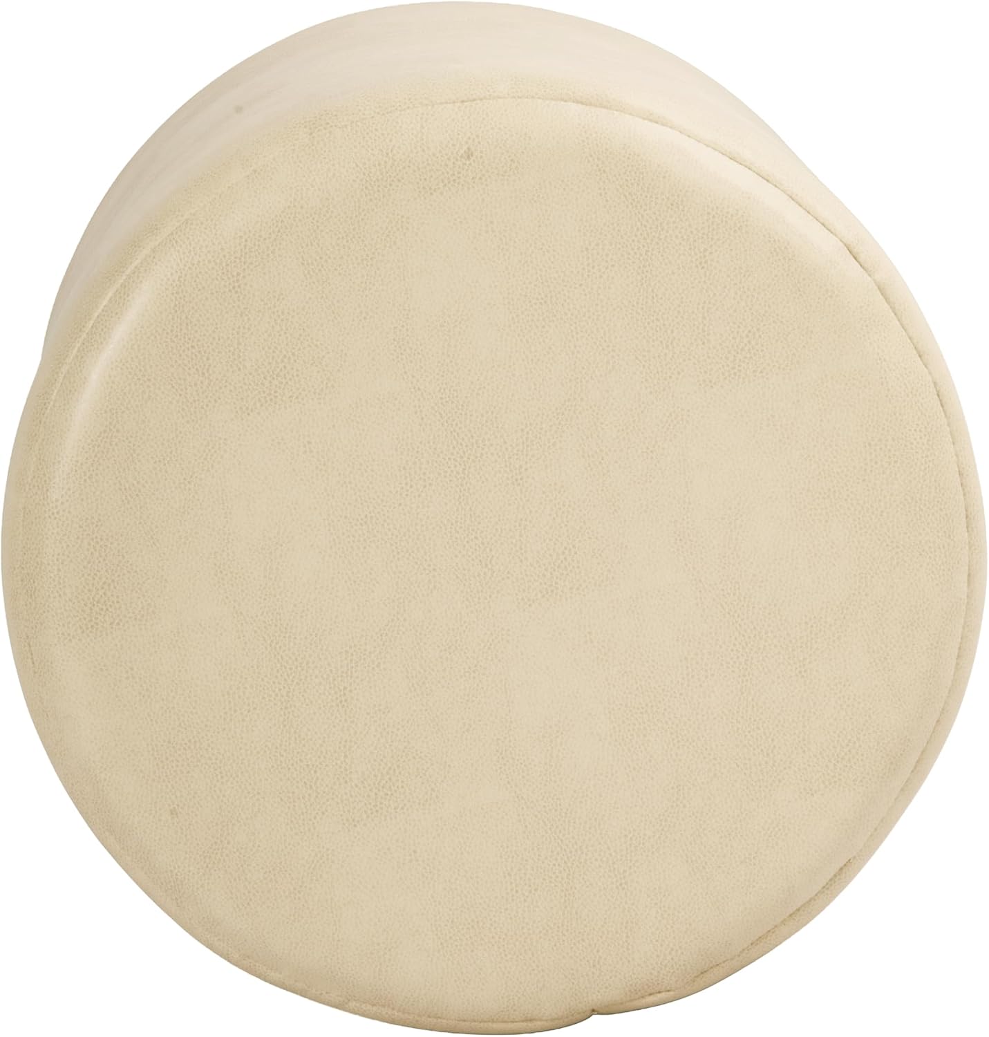 Spatial Order 18" Round Ottoman - Cream Faux Leather