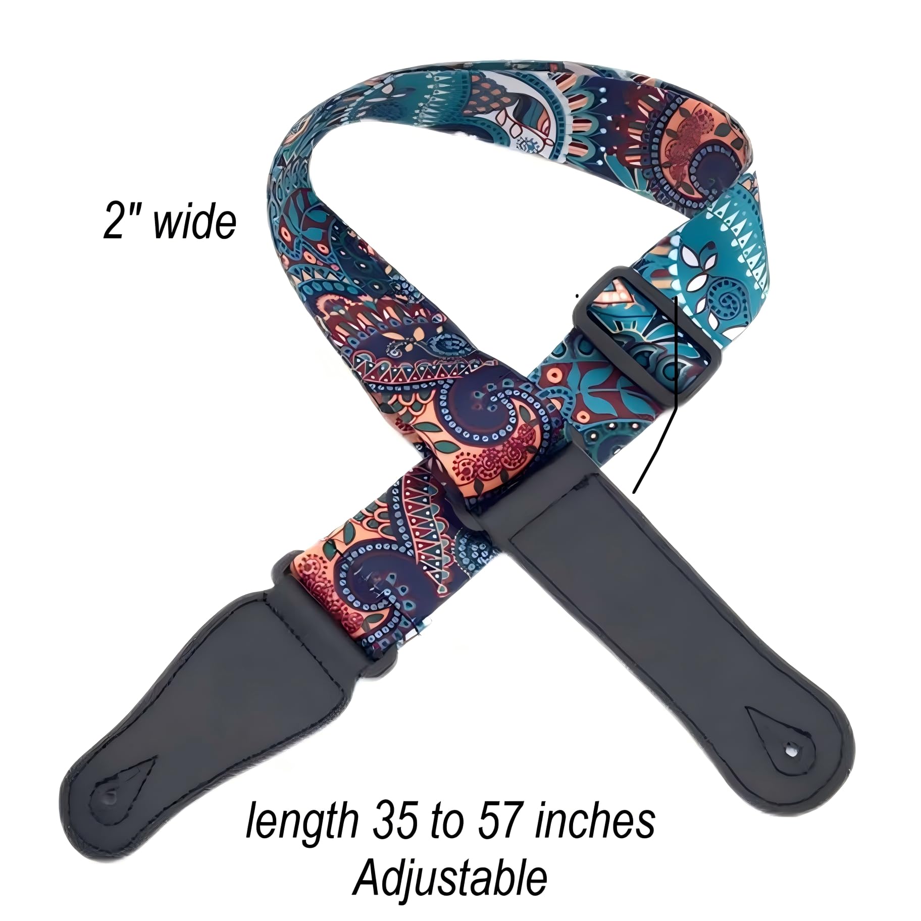 Noneea 2PCS Guitar Straps, Soft Cotton Straps With 3 Pick Holders, Button Headstock Adaptor and Button Block, Set For Electric/Acoustic Guitar