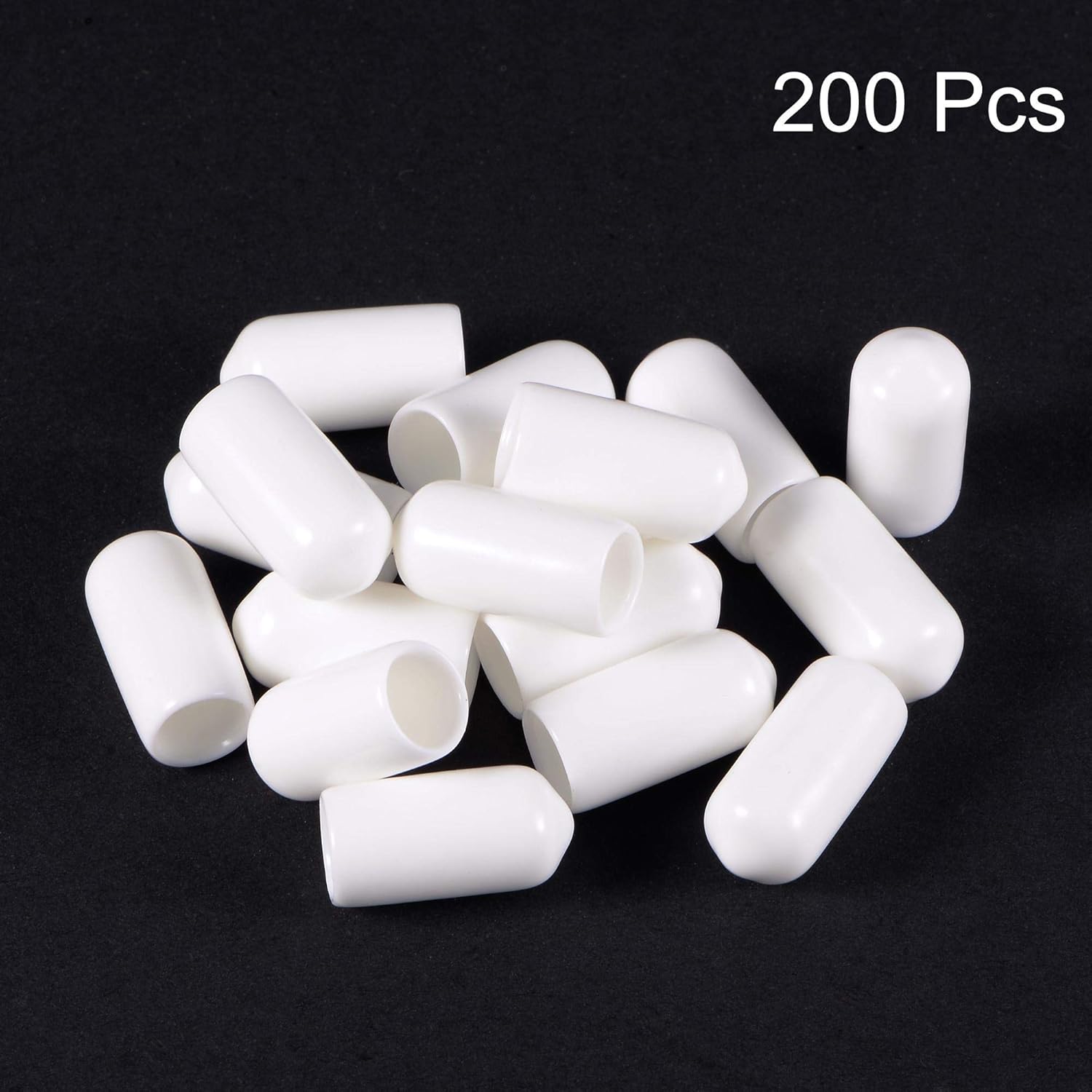sourcing map 200pcs Round Rubber End Caps 7mm White Vinyl Cover Screw Thread Protectors, 7mm x 18mm - Image 3