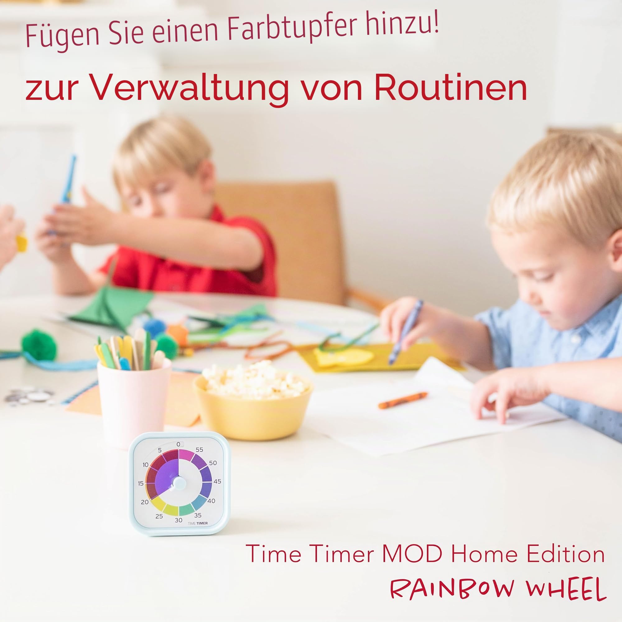 Time Timer MOD – Home Edition – Regenbogenrad – individuelle Größe, visueller Countdown-Timer mit 5 Minuten Farbsegmenten für Kinder, Kleinkinder, Studenten, mit leisem Betrieb (Mehrfarbig)