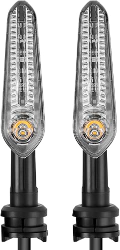 Riloer Luces intermitentes delanteras y traseras para motocicleta, luz ámbar, indicadores de giro LED para motocicleta, lente transparente,